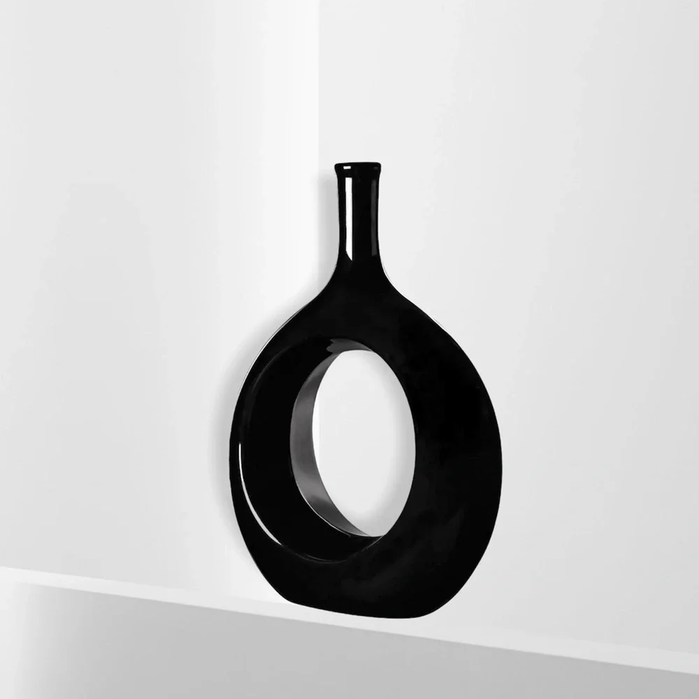Black Ceramic 10 inch Modern Vase